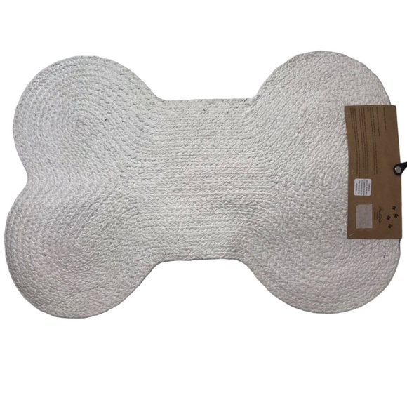 HOST PICK⭐️ Striped Blue & White Striped 100% Cotton Bone-Shaped Dog Dinner Mat - Picture 9 of 9